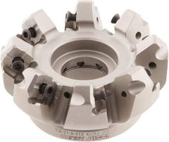 Iscar - 3" Cut Diam, 1" Arbor Hole, 0.276" Max Depth of Cut, 45° Indexable Chamfer & Angle Face Mill - 8 Inserts, S845 SX.U 16.. Insert, Right Hand Cut, 8 Flutes, Through Coolant, Series Helido - Benchmark Tooling