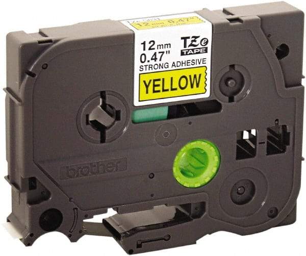 Brother - 1/2" Wide x 314.4" Long, Yellow Plastic/Paper Tape Cassette - For Label Maker - Benchmark Tooling