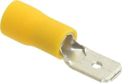 Thomas & Betts - 12 to 10 AWG, Vinyl, Fully Insulated, Male Wire Disconnect - 1/4 Inch Wide Tab, Yellow, RoHS Compliant, UL 94 V-0 - Benchmark Tooling