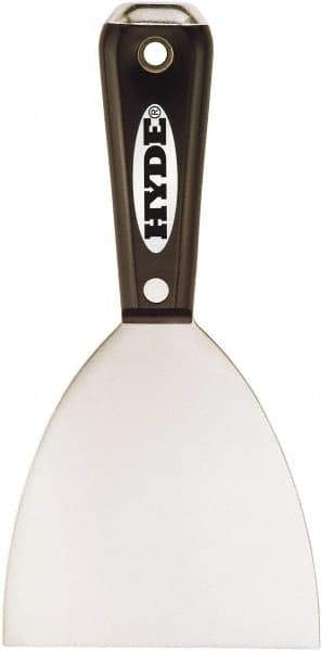 Hyde Tools - 2" Wide Chisel Edge Blade Stainless Steel Putty Knife - Flexible, Straight Nylon Handle, 7-3/4" OAL - Benchmark Tooling