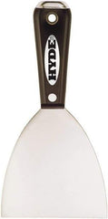 Hyde Tools - 4" Wide Chisel Edge Blade Stainless Steel Putty Knife - Flexible, Hammerhead Nylon Handle, 8-1/4" OAL - Benchmark Tooling