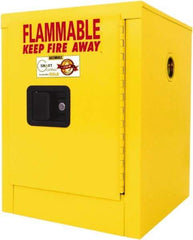 Securall Cabinets - 1 Door, 1 Shelf, Yellow Steel Standard Safety Cabinet for Flammable and Combustible Liquids - 22" High x 17" Wide x 17" Deep, Manual Closing Door, 3 Point Key Lock, 4 Gal Capacity - Benchmark Tooling