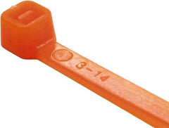 Value Collection - 8" Long Orange Nylon Standard Cable Tie - 50 Lb Tensile Strength, 54mm Max Bundle Diam - Benchmark Tooling