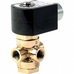 Parker - 120/60 - 110/50 VAC 1/4" NPT Port Brass Three-Way Direct Acting Solenoid Valve - Benchmark Tooling