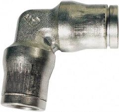 Legris - 14mm Outside Diam, Nickel Plated Brass Push-to-Connect Tube Union Elbow - 435 Max psi, Tube to Tube Connection, FKM O-Ring - Benchmark Tooling