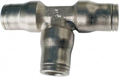 Legris - 6mm Outside Diam, Nickel Plated Brass Push-to-Connect Tube Union Tee - 435 Max psi, Tube to Tube Connection, FKM O-Ring - Benchmark Tooling