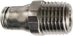 Legris - 4mm Outside Diam, 1/4 BSPT, Nickel Plated Brass Push-to-Connect Tube Male Connector - 435 Max psi, Tube to Male BSPT Connection, FKM O-Ring - Benchmark Tooling