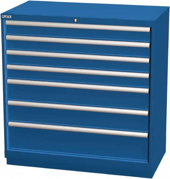 LISTA - 7 Drawer, Modular Storage Cabinet - Steel, 40-1/4" Wide x 22-1/2" Deep x 41-3/4" High, Blue - Benchmark Tooling