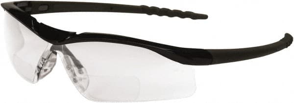 MCR Safety - +1, Clear Lenses, Scratch Resistant, Framed Magnifying Safety Glasses - Size Universal, Wrap Around, Black Frame - Benchmark Tooling