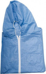 PRO-SAFE - Size 4XL SMS Chemical Resistant Coveralls - Blue, Zipper Closure, Elastic Cuffs, Elastic Ankles, Serged Seams, ISO Class 6 - Benchmark Tooling