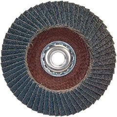 Norton - 80 Grit, 7" Disc Diam, 5/8-11 Center Hole, Type 29 Zirconia Alumina Flap Disc - 8,500 Max RPM, Plastic Backing, Arbor Attaching System, Coated - Benchmark Tooling