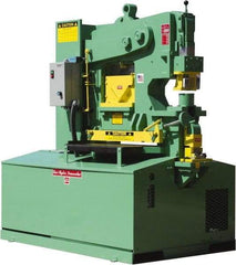 Uni-Hydro - 12" Throat Depth, 105 Ton Punch Pressure, 1-5/16" in 1" Punch Capacity Ironworker - 7-1/2 hp, 3 Phase, 220/480 Volts, 61-1/2" Wide x 70" High x 41" Deep - Benchmark Tooling