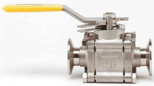 Sharpe Valves - 2" Pipe, Full Port, Stainless Steel Standard Ball Valve - 3 Piece, Inline - One Way Flow, Tube O.D. x Tube O.D. Ends, Locking Lever Handle, 1,000 WOG, 125 WSP - Benchmark Tooling