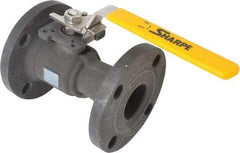 Sharpe Valves - 2" Pipe, Standard Port, Carbon Steel Standard Ball Valve - 1 Piece, Inline - One Way Flow, Flanged x Flanged Ends, Locking Lever Handle, 300 WOG, 150 WSP - Benchmark Tooling