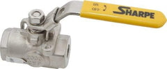 Sharpe Valves - 1/4" Pipe, Standard Port, Stainless Steel Steam Service Ball Valve - 1 Piece, Inline - One Way Flow, FNPT x FNPT Ends, Locking Lever Handle, 2,000 WOG, 250 WSP - Benchmark Tooling