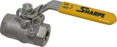 Sharpe Valves - 3/8" Pipe, Standard Port, Stainless Steel Steam Service Ball Valve - 1 Piece, Inline - One Way Flow, FNPT x FNPT Ends, Locking Lever Handle, 2,000 WOG, 250 WSP - Benchmark Tooling
