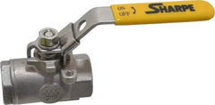 Sharpe Valves - 1/2" Pipe, Standard Port, Stainless Steel Steam Service Ball Valve - 1 Piece, Inline - One Way Flow, FNPT x FNPT Ends, Locking Lever Handle, 2,000 WOG, 250 WSP - Benchmark Tooling