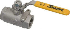 Sharpe Valves - 3/4" Pipe, Standard Port, Stainless Steel Steam Service Ball Valve - 1 Piece, Inline - One Way Flow, FNPT x FNPT Ends, Locking Lever Handle, 2,000 WOG, 250 WSP - Benchmark Tooling