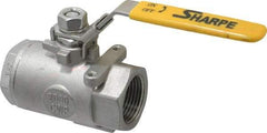 Sharpe Valves - 1" Pipe, Standard Port, Stainless Steel Steam Service Ball Valve - 1 Piece, Inline - One Way Flow, FNPT x FNPT Ends, Locking Lever Handle, 2,000 WOG, 250 WSP - Benchmark Tooling