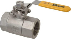 Sharpe Valves - 1-1/2" Pipe, Standard Port, Stainless Steel Steam Service Ball Valve - 1 Piece, Inline - One Way Flow, FNPT x FNPT Ends, Locking Lever Handle, 1,500 WOG, 250 WSP - Benchmark Tooling