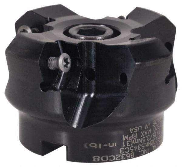 Kennametal - 6" Cut Diam, 2" Arbor Hole, 4.5mm Max Depth of Cut, 45° Indexable Chamfer & Angle Face Mill - 10 Inserts, HNGJ 535ANENLD Insert, Right Hand Cut, 10 Flutes, Series KSHR - Benchmark Tooling