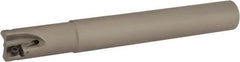 Iscar - 3/4" Cut Diam, 0.315" Max Depth of Cut, 3/4" Shank Diam, 6" OAL, Indexable Square Shoulder Helical End Mill - H490 AN.X 09 Inserts, Cylindrical Shank, 90° Lead Angle, Through Coolant, Series Helido - Benchmark Tooling