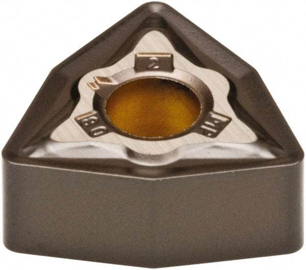 Kennametal - WNMG433 MP Grade KCP10 Carbide Turning Insert - TiN Finish, 80° Trigon, 1/2" Inscr Circle, 3/16" Thick, 3/64" Corner Radius - Benchmark Tooling