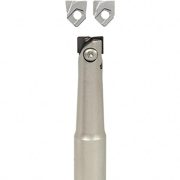 Iscar - 25mm Cut Diam, 7.7mm Max Depth of Cut, 20mm Shank Diam, 120mm OAL, Indexable Square Shoulder End Mill - HP ANKT 0702.. Inserts, Cylindrical Shank, 90° Lead Angle, Through Coolant, Series Heliplus - Benchmark Tooling
