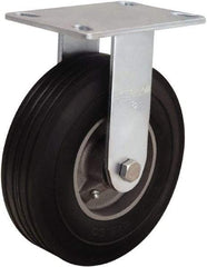 Hamilton - 8" Diam x 2" Wide, Rubber Rigid Caster - 500 Lb Capacity, Top Plate Mount, 4-1/2" x 6-1/4" Plate, Straight Roller Bearing - Benchmark Tooling