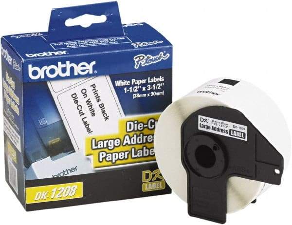 Brother - 1.4" Wide x 3-1/2" Long, White Paper Shipping Label - For PC Label Printers - Benchmark Tooling