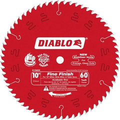 Freud - 10" Diam, 5/8" Arbor Hole Diam, 60 Tooth Wet & Dry Cut Saw Blade - Carbide-Tipped, Standard Round Arbor - Benchmark Tooling