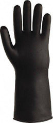 SHOWA - Size S (7), 14" Long, 25 mil Thick, Butyl Chemical Resistant Gloves - Textured Finish, Rolled Cuff, ANSI Abrasion Level 0, ANSI Cut Level 0, ANSI Puncture Level 0, Black - Benchmark Tooling