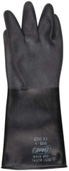 SHOWA - Size L (9), 14" Long, 25 mil Thick, Butyl Chemical Resistant Gloves - Textured Finish, Rolled Cuff, ANSI Abrasion Level 0, ANSI Cut Level 0, ANSI Puncture Level 0, Black - Benchmark Tooling