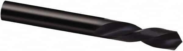 Guhring - 15mm 118° Spiral Flute High Speed Steel Screw Machine Drill Bit - Oxide Finish, Left Hand Cut, 56mm Flute Length, 111mm OAL, Cone Relief Point, Straight Shank - Benchmark Tooling