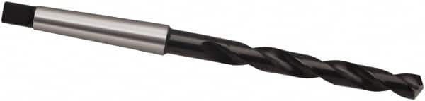 Taper Shank Drill Bit: 0.5315″ Dia, 1MT, 118 °, Cobalt Oxide Finish, 4.252″ Flute Length, 7.4409″ OAL, Cone Relief Point, Spiral Flute