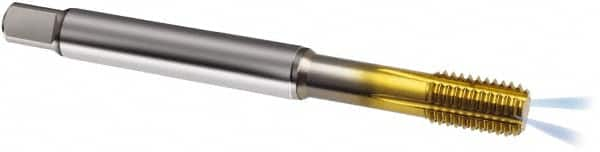 Guhring - M8x1.25 Metric 6HX D9/D10 Thread Limit Bottoming Thread Forming Tap - Powdered Metal High Speed Steel, TiN Finish, 90mm OAL, Series 323 - Benchmark Tooling