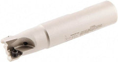 Iscar - 5/8" Cut Diam, 0.2" Max Depth of Cut, 5/8" Shank Diam, 3" OAL, Indexable Square Shoulder Helical End Mill - HM390 TCKT 0703PCTR Inserts, Weldon Shank, 0° Lead Angle, Through Coolant, Series HeliIQMill - Benchmark Tooling