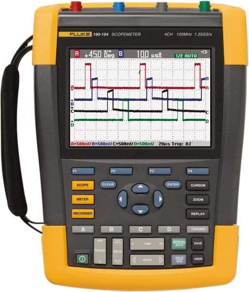 Fluke - 100 MHz, 4 Channel, Portable Oscilloscope - 2 to 100,000 V/div Vertical Deflection - Benchmark Tooling