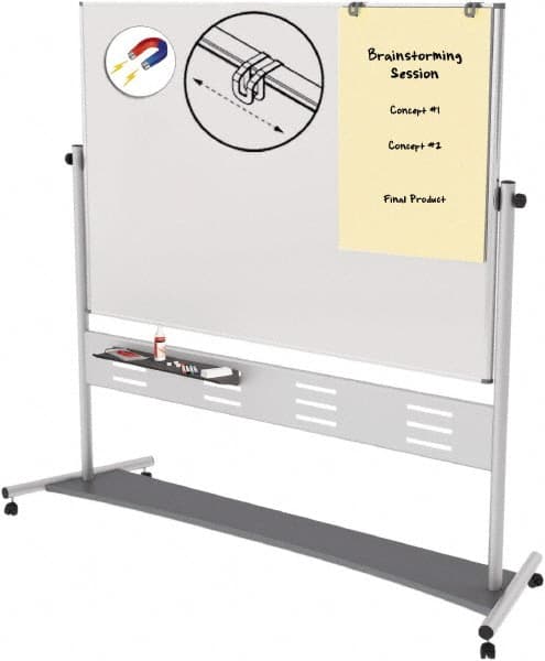 MasterVision - 48" High x 72" Wide Gold Ultra Enameled Steel Magnetic Marker Board - Aluminum Frame, 78-1/2" Deep - Benchmark Tooling