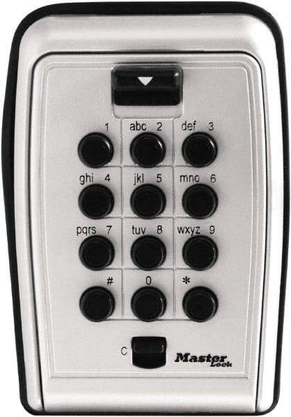 Master Lock - 3-1/8" Wide x 4.6" Overall Height, Push Button Combination, Wall Mount Key Safe - Zinc Finish - Benchmark Tooling