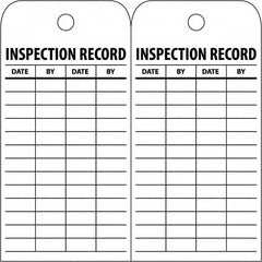 NMC - 3" High x 6" Long, INSPECTION RECORD, English Safety & Facility Inspection Tag - Tag Header: Notice, 2 Sides, White Poly - Benchmark Tooling