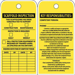 NMC - 3" High x 6" Long, SCAFFOLD INSPECTION, English Safety & Facility Inspection Tag - Tag Header: Notice, 2 Sides, Yellow Poly - Benchmark Tooling