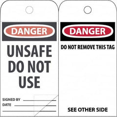 NMC - 3" High x 6" Long, DANGER \x96 DO NOT OPERATE, English Safety & Facility Accident Prevention Tag - Tag Header: Danger, 2 Sides, White Poly - Benchmark Tooling