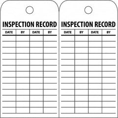 NMC - 3" High x 6" Long, INSPECTION RECORD, English Safety & Facility Inspection Tag - Tag Header: Notice, 2 Sides, White Poly - Benchmark Tooling