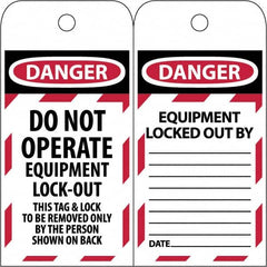 NMC - 3" High x 6" Long, DANGER - THIS TAG & LOCK TO BE REMOVED ONLY BY THE PERSON SHOWN, English Safety & Facility Lockout Tag - Tag Header: Danger, 2 Sides, Black & Red Poly - Benchmark Tooling