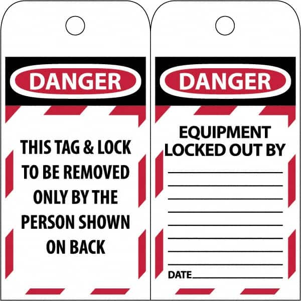 NMC - 3" High x 6" Long, DANGER \x96 DO NOT OPERATE, English Safety & Facility Lockout Tag - Tag Header: Danger, 2 Sides, Black & Red Poly - Benchmark Tooling