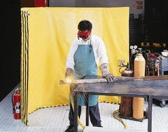 Singer Safety - 9 Ft. Wide x 6 Ft. High, 12 mil Thick Coated Vinyl Roll Up Welding Screen Kit - Yellow with Carrying Handle and Tie Strap - Benchmark Tooling