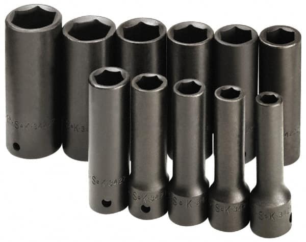 SK - 10 Piece 1/2" & 3/4" Drive Deep Well Impact Socket Set - Benchmark Tooling