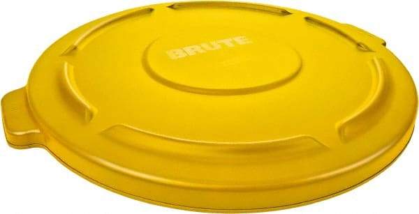 Rubbermaid - Round Lid for Use with 55 Gal Round Trash Cans - Yellow, Polyethylene, For Brute Trash Cans - Benchmark Tooling