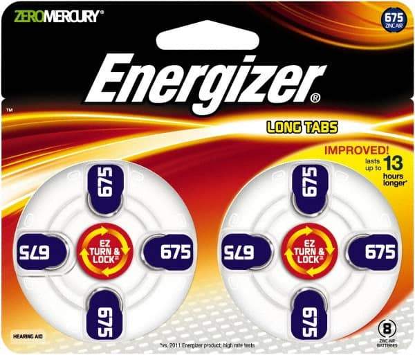Energizer - Size 675, Zinc Air, 1 Pack, Hearing Aid Battery - 1.4 Volts, Button Tab Terminal, PR44 - Benchmark Tooling